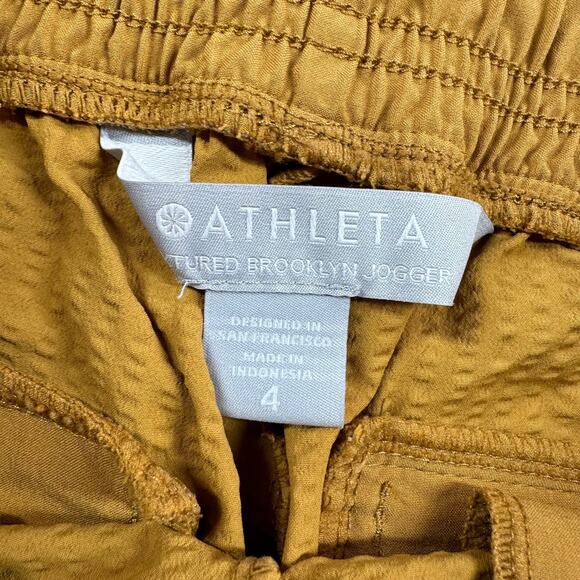 Athleta Pants Womens 4 Mustard Yellow Textured Brooklyn Jogger Sporty Athleisure - Picture 4 of 12
